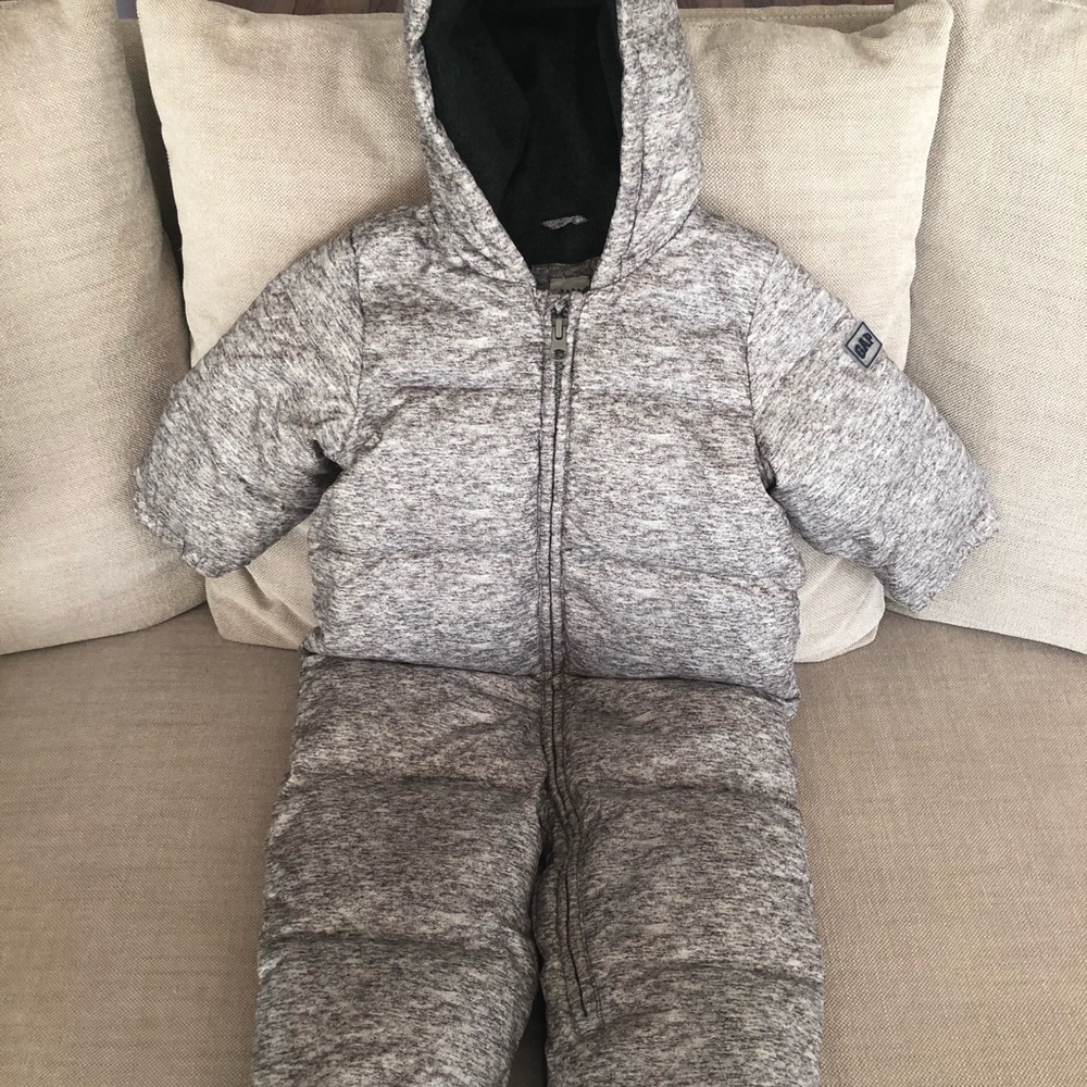 Feather gray down filled toddler snow suit
